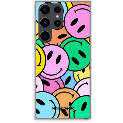 Afbeelding van Case Company® hoesje geschikt voor Samsung Galaxy S23 Ultra Smiley N1 Soft Cover Telefoonhoesje Bescherming aan alle Kanten en Schermrand