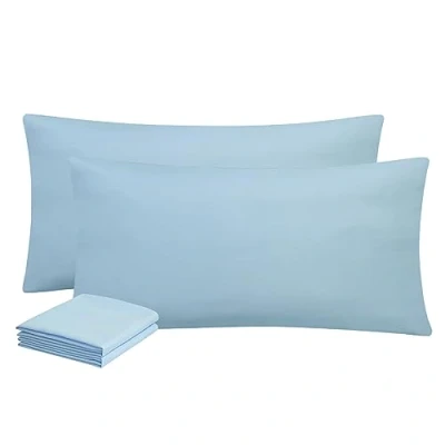 Afbeelding van Set van 2 kussenhoezen, 40 x 80 cm, superzachte kussensloop microvezel, kussenhoezen met ritssluiting, lichtblauw