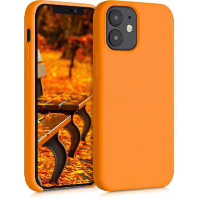 Afbeelding van kwmobile telefoonhoesje geschikt voor Apple iPhone 12 mini Hoesje met siliconen coating Smartphone case in fruitig oranje