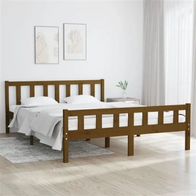 Afbeelding van Bedframe massief hout honingbruin 120x200 cm