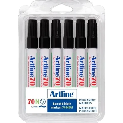 Afbeelding van ARTLINE 70 NEAT Permanent markers Kit 6 stuks Zwart