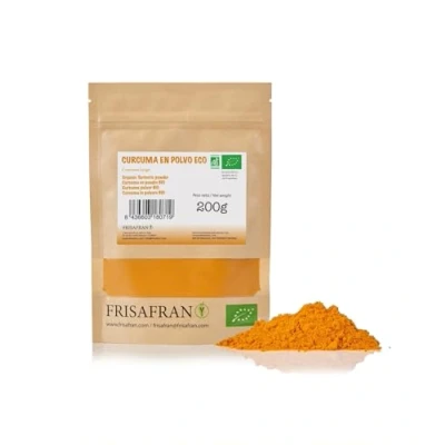 Afbeelding van FRISAFRAN Organic kurkuma poeder spijsvertering Helps Rejuvenation Origin India 200 g