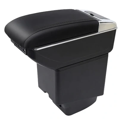 Afbeelding van Voor Captur Kaptur 2014 2018 Armleuningen Box Handconsole met bekerhouder en asbak (a, dubbellaags USB poort geheel zwart)
