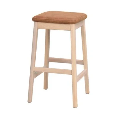 Afbeelding van Rowico Home Livermore Barkruk Naturel Hout Zonder Rugleuning Armleuning Rond Voor Kookeiland 68 cm