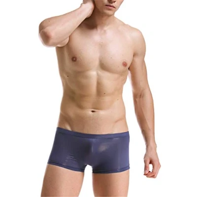 Afbeelding van Yomie Naadloze slip van ijszijde voor heren, ademende, transparante boxerslip, comfortabel, lage taille, slipjes, Blauw 2
