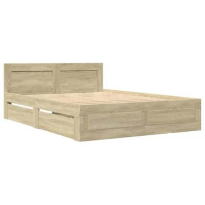 Afbeelding van vidaXL Bedframe met hoofdeinde bewerkt hout sonoma eiken 140x190 cm
