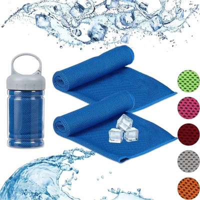 Afbeelding van Relaxdays verkoelende handdoek sporthanddoek ijshanddoek cooling towel 2 stuks zwart