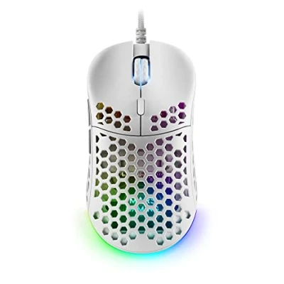 Afbeelding van Mars Gaming Bedrade MM55W wit, RGB Chroma gamingmuis, ultralicht 55 g, 12800 dpi, mechanische HUANO schakelaars