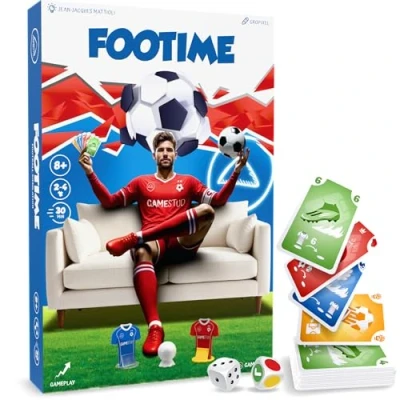 Afbeelding van FOOTIME Gezelschapsspel, voetbal, spelen met familie en avonden vrienden, vriendelijk grappig, gemaakt in Europa