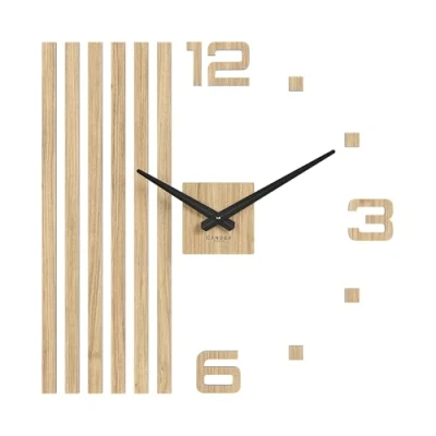 Afbeelding van Cander Berlin MNU 2760 P XXL stille wandklok 60 cm eikenhout fineer analoge woonkamer zonder tikken muursticker