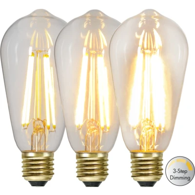 Afbeelding van 3 standen Edison lamp 6.5W Super Warm Wit (&lt; 2200K) Dimbaar met schakelaar step dimming