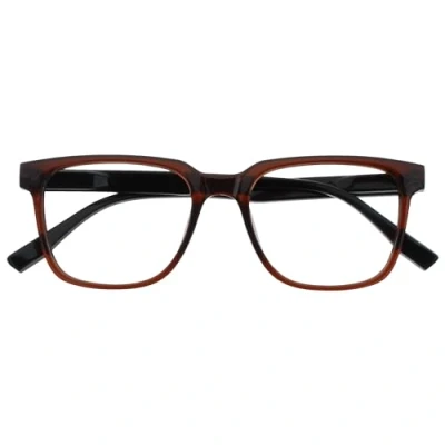 Afbeelding van OPULIZE LEO Leesbril, groot rechthoekig montuur, bruin, zwarte tempels, heren en dames, veerscharnieren, R55 2 +2,50