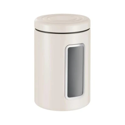 Afbeelding van Wesco Classic Line voorraaddoos in mat zandkleur, gepoedercoat plaatstaal, volume 2 liter, acrylvenster