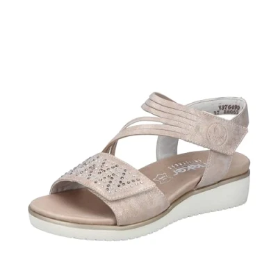Afbeelding van Rieker Sandalen met sleehak, Dames, Maat: 41, Rosa Hoogwaardig imitatieleer