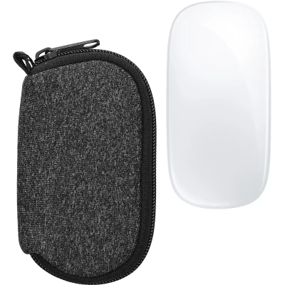 Afbeelding van kwmobile computermuis hoes geschikt voor Apple Magic Mouse 1 / 2 hoesje Muis beschermhoes met rits case van neopreen in antraciet wit