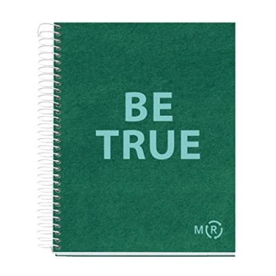 Afbeelding van Miquelrius Notitieboek A5 Be Eco 80 vellen 90 g/m², 5 x mm raster, 1 gekleurde band, 2 boren, gerecyclede omslag, smaragdgroen