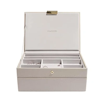 Afbeelding van Stackers Set van 2 klassieke juwelendoosjes taupe