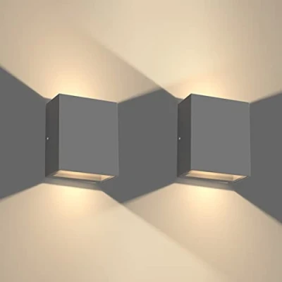 Afbeelding van Klighten 2 stuks wandlamp voor binnen en buiten, 7 W, led, waterdicht, IP65, moderne van aluminium, Up Down entree, slaapkamer, trappen, 3000 K, warm wit, antraciet