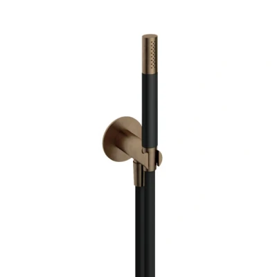 Afbeelding van hotbath handdouche met wandsteun + uitlaat en doucheslang 150cm verouderd messing