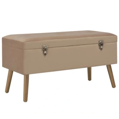 Afbeelding van Bankje met opbergvak 80 cm fluweel beige