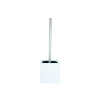 Afbeelding van MSV Toiletborstel in MDF hout houder/rvs wc borstel wit 37 cm