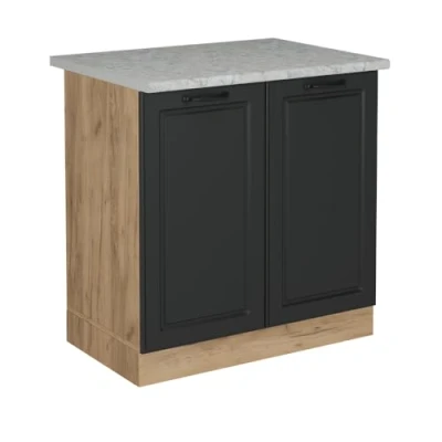 Afbeelding van Vicco Wastafelkast R Line, Antraciet landhuis/Krachtige eik goud, 80 cm WB Marmer