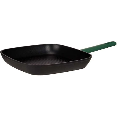 Afbeelding van Geribbelde Grillpan Zwart Groen 28 x cm Aluminium