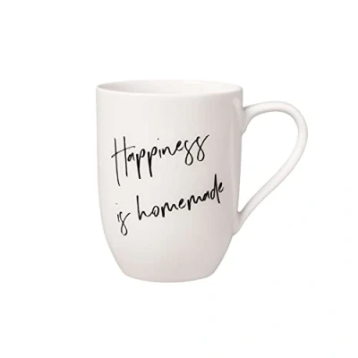 Afbeelding van Villeroy &amp; Boch Statement mok Happiness is homemade 11,5 x 8 10,5 cm, witte porseleinen mok, 280 ml