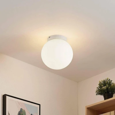 Afbeelding van Lindby plafondlamp 1licht glas, metaal H: 27 cm E27 wit