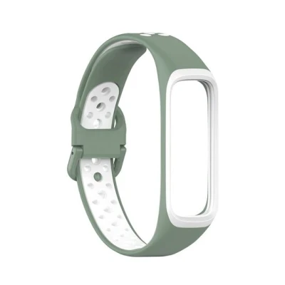 Afbeelding van Siliconen band 2 kleurig Groen / wit Samsung Galaxy Watch Fit