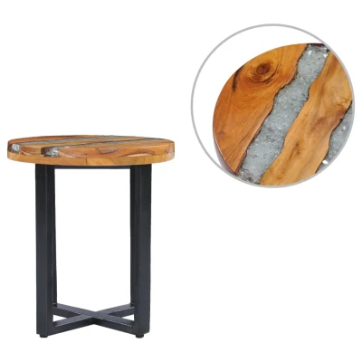 Afbeelding van Salontafel 40x45 cm massief teakhout en polyresin