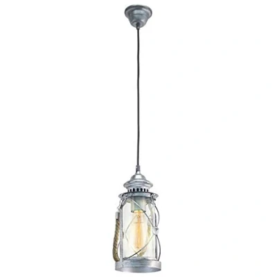 Afbeelding van EGLO Vintage Hanglamp 1 Lichts Antiek Zilver Helder Glas