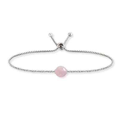 Afbeelding van Engelsrufer Damesarmband van Sterling zilver en rozenkwarts hanger, verstelbare schuifsluiting, nikkelvrij, ERB LILGEM RQ, zilver, Rood agaat