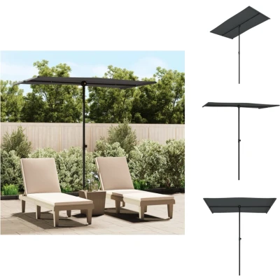 Afbeelding van Parasol met aluminium paal 180x110 cm antraciet