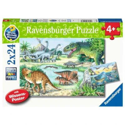 Afbeelding van Ravensburger puzzel SauriÃ«rs en hun leefruimte 2 x 24 stukjes kinderpuzzel
