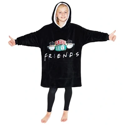 Afbeelding van Friends hoodie voor meisjes tieners, fleece oversized deken 7 14 jaar Zwart, one size