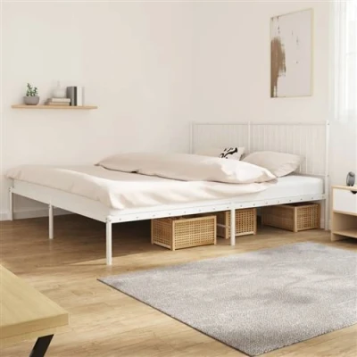Afbeelding van Bedframe met hoofdeinde staal wit 208x208x90,5 cm