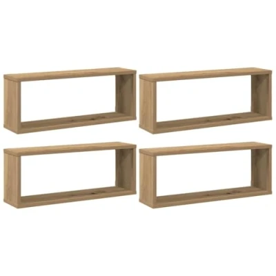Afbeelding van vidaXL Wandschappen kubus 4 st 60x15x23 cm hout artisanaal eiken