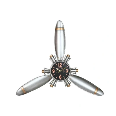 Afbeelding van Muurklok Home ESPRIT Gouden Zilverkleurig Metaal Propellers Vintage 121 x 7 106 cm