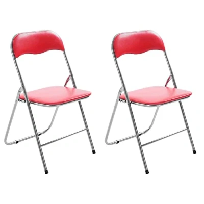 Afbeelding van CLP Felix Set van 2 klapstoelen rood/zilver