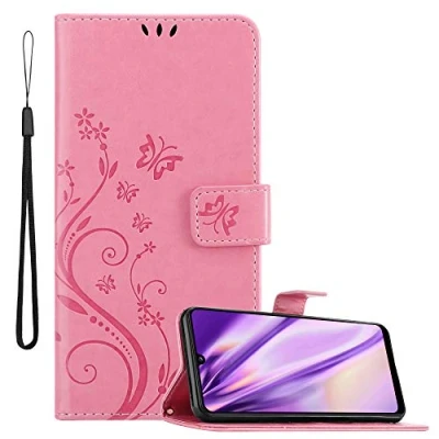 Afbeelding van Cadorabo Hoesje geschikt voor Samsung Galaxy A31 in BLOEMEN ROZE Beschermhoes bloemmotief met magnetische sluiting, standfunctie en kaartsleuven Book Case Cover Etui