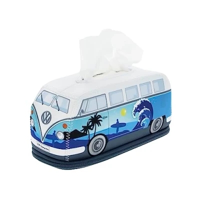 Afbeelding van BRISA VW Collectie Volkswagen neopreen zakdoekdispenser voor cosmetica, handdoeken, papier, zakdoeken T1 Combi Bus (surf/blauw)