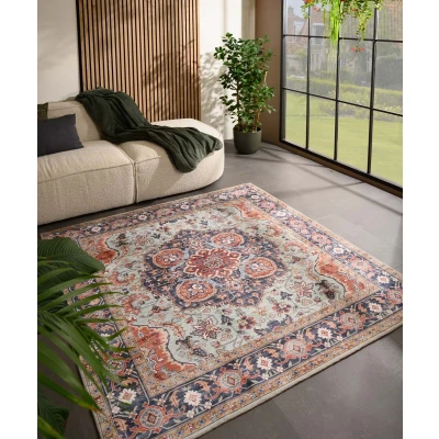 Afbeelding van Buitenkleed Vierkant Vintage Valenca Fino Groen/blauw 200x200 Cm