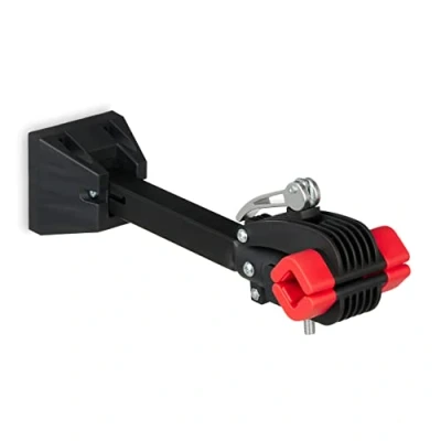 Afbeelding van Relaxdays Wandmontagebeugel voor fiets, 25 40 mm, tot 20 kg, garage en werkplaatswielreparatiehouder, zwart/rood