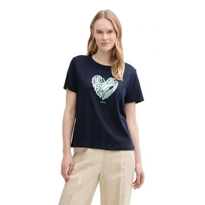 Image de TOM TAILOR 1045534 T shirt pour femme, 10378 Bleu denim foncé, XL