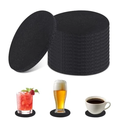 Afbeelding van Set van 30 ronde vilten onderzetters voor kopjes, tafels, bars, glazen
