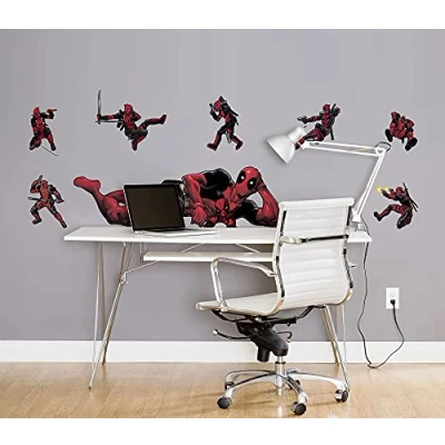 Afbeelding van Komar Marvel 14741h Deadpool Posing muursticker 100 x 70 cm (breedte hoogte) 8 stuks kinderkamer wanddecoratie