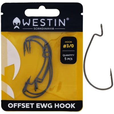 Afbeelding van Westin Offset EWG Roofvis Haak Black Nickel #1/0 (5 stuks) Roofvishaken