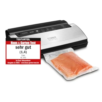 Afbeelding van CASO VC250 Vacuümmachine met aluminium doos, roestvrij staal, levensmiddelen blijven tot 8 keer langer vacuüm vers stabiel lassen en 30 cm lang, inclusief 2