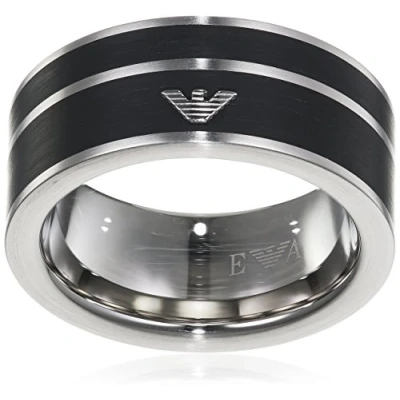 Afbeelding van Emporio Armani heren EGS2032040 Ring van roestvrij staal in de kleur Zwart, maat: US 10 = 19,8 mm